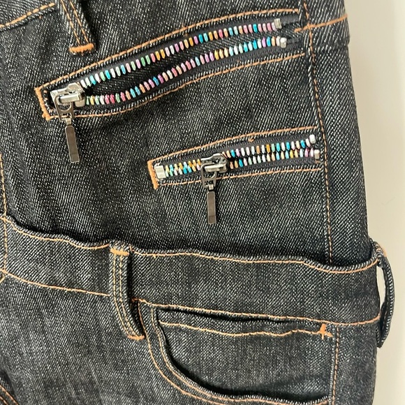 Hellz double waistband black denim jeans sz 25 edgy streetwear high rise waisted - Picture 8 of 17